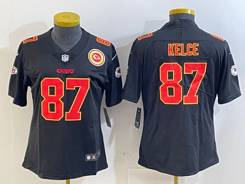 Youth Kansas City Chiefs #87 Kelce Black 2025 Nike Vapor Limited NFL Jersey style 2093